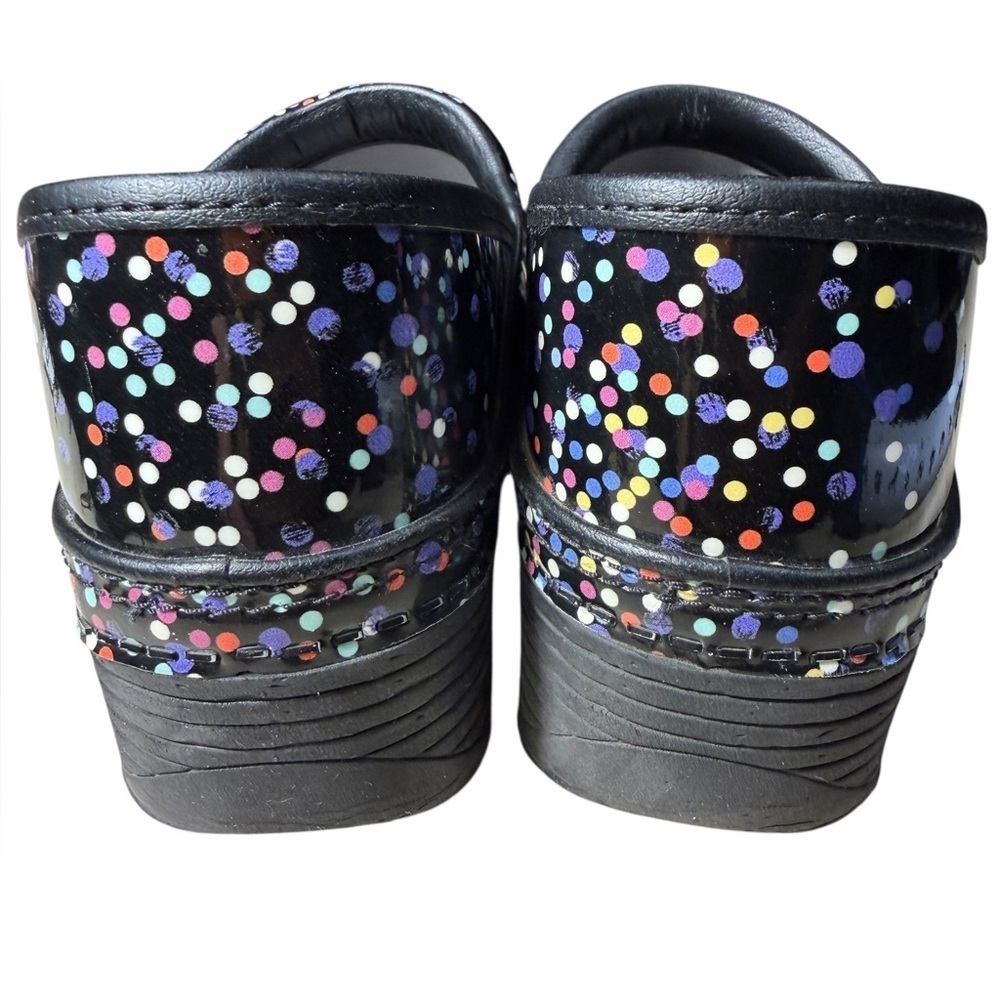 Dansko LT Pro Patent Confetti polka dot slip on clogs black multi color size 38 - Picture 5 of 11